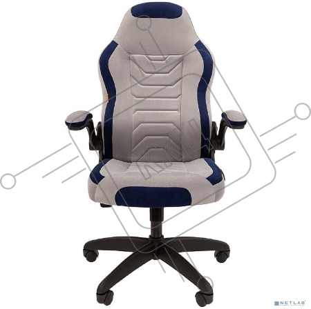 Офисное кресло Chairman   game 50 Россия серый/синий велюр Т53/Т82 пластик черный