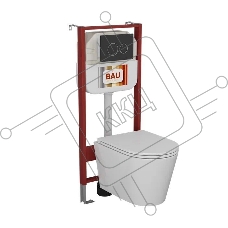 Комплект BAU 6 в 1: рамная инсталляция BAU NEO 45, унитаз подвесной безободковый вихревой со скрытым сливом Bau Nimb Hurricane3, сиденье дюропласт микролифт, кнопка смыва BAU Dream , черная матовая