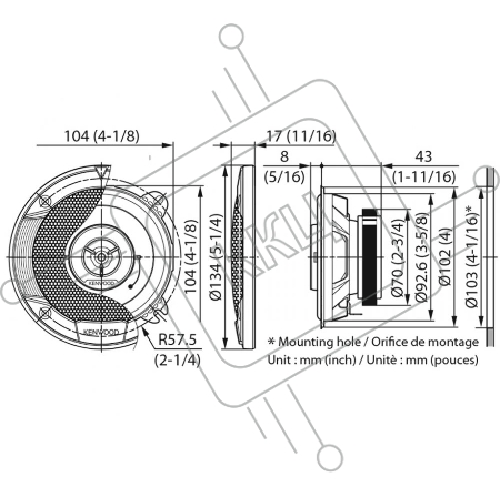 Колонки автомобильные Kenwood KFC-S1066 220Вт