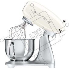 Миксеры SMEG SMF02CREU Планетарный миксер, материал корпуса: литой алюминий, материал шестеренок: закаленная сталь, материал чаши: полированная нержавеющая сталь, кремовый