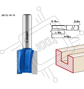 Фреза пазовая прямая ЗУБР 18x19мм, хвостовик 8мм
