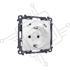 Комплект механизма электрической розетки 2USB С+C 20W с/з на винтовых зажимах 16A-250V ALFA Белый глянец QUANT (AP1105, VM165) MA110510