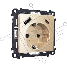 Комплект механизма электрической розетки ALFA Шампань 2USB A+C 20W (быстрая зарядка) с/з QUANT (AP6100, VM160) MA610010