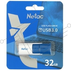 Флешка USB Netac U182 Blue (NT03U182N-032G-32BL), 32Gb, USB 3.0, R/W 70/30, синий/белый