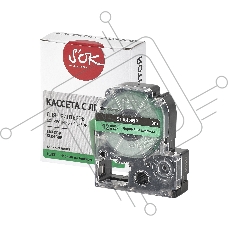 Кассета с лентой S'OK by Sakura Printing K4GBP для Epson , черный на зеленом, 12мм/8м