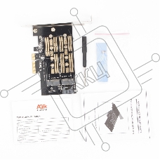 Адаптер AgeStar AS-MC02  PCI-E для M.2 SATA SSD+M.2 NVME SSD Card