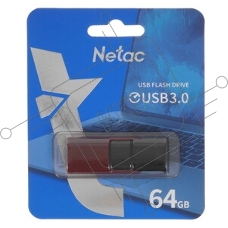 Флешка USB Netac U182 (NT03U182N-064G-32RE), 64Gb, USB 3.0, R/W 70/30, красный/черный