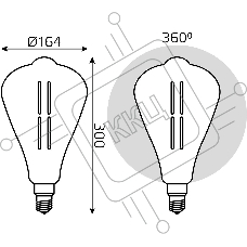Лампа Filament ST164 6W 330lm 4000К Е27 gray straight LED