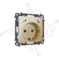 Комплект механизма электрической розетки 2USB С+C 20W (быстрая зарядка) с/з на винтовых зажимах 16A-250V ALFA Шампань QUANT (AP6105, VM165) MA610510