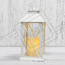 Декоративный фонарь со свечой 14x14x29 см, белый корпус, теплый белый цвет свечения NEON-NIGHT