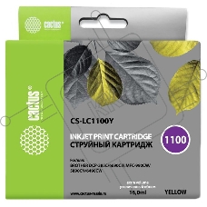 Картридж струйный Cactus CS-LC1100Y желтый (16 мл) для Brother DCP-385c/6690cw; MFC-990/5890/5895