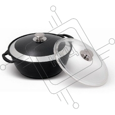 Кастрюля-жаровня КУКМОР ж44а 4 л со стеклянной крышкой АП. Линия 