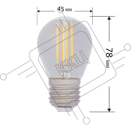 Лампа филаментная REXANT Шарик GL45 9.5 Вт 950 Лм 2700K E27 прозрачная колба