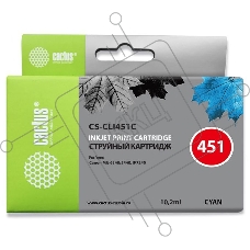 Картридж струйный Cactus CS-CLI451C голубой (10,2 мл) для Canon MG 6340/5440/IP7240