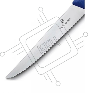 Нож Victorinox для стейка и пиццы, 11 см волнистое, синий
