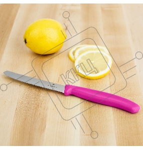 Нож кухонный Victorinox Swiss Classic (6.7836.L115) стальной для овощей лезв.110мм серрейт. заточка розовый без упаковки