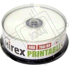 Диск CD-R Mirex 700 Mb, 48х, Cake Box (25), Ink Printable (25/300)