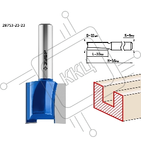 Фреза пазовая прямая ЗУБР 22x22мм, хвостовик 8мм