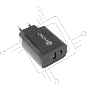 Блок питания (сетевой адаптер) Amperin USB-A, USB-C (YDS-TC030-011) 30W, black