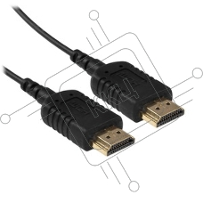 Кабель HDMI CP-HM-HM-1M Wize,1 м, v.2.0, K-Lock, soft cable, 19M/19M, позол.разъемы, экран, темно-серый, пакет
