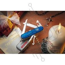 Нож перочинный Victorinox Huntsman (1.3713.T2) 91мм 15функций синий полупрозрачный карт.коробка
