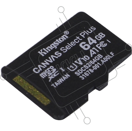 Флеш карта microSDHC 64GB microSDXC Class10 Kingston <SDCS2/64GBSP> Class10 UHS-I Canvas Select up to 100MB/s