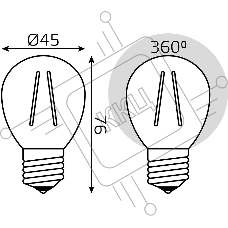 Лампа филам. Gauss Filament 10Вт цок.:E27 шар св.свеч.бел.теп. (упак.:1шт) (52210)