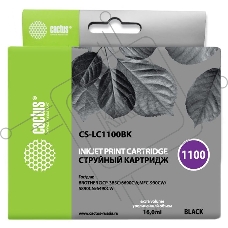 Картридж струйный Cactus CS-LC1100BK черный (16 мл) для Brother DCP-385c/6690cw/MFC-990/5890/5895/6490