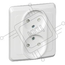 Розетка 2-м СП Этюд 16А IP20 защ. шторки без заземл. бел. SchE PC16-006B