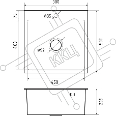 Кухонная мойка 5050 inox 1 чаша 450x400x205, монтаж: врезной, материал: нержавеющая сталь, нержавеющая сталь