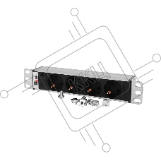 Блок роз Rem-10 без шнура с инд., 4 Sсhuko, вх IEC 60320 C14, 10A алюм. 10