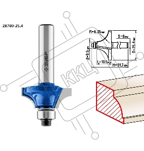 Фреза кромочная калевочная №1 ЗУБР 25.4x11мм, радиус 6.3мм