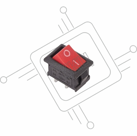 Выключатель клавишный 250V 6А (2с) ON-OFF красный  Mini  (RWB-201, SC-768)  REXANT