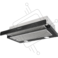 Встраиваемая вытяжка Kuppersberg SLIMDUAL 60 B телескопическая, 60 см, High-Tech, макс. Производительность 650 м3/ч, 3 скорости, механическое управление, светодиодное освещение, два мотора, уровень шума 53 дБ, цвет черный