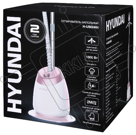 Отпариватель напольный Hyundai H-US02456 1800Вт белый/розовый