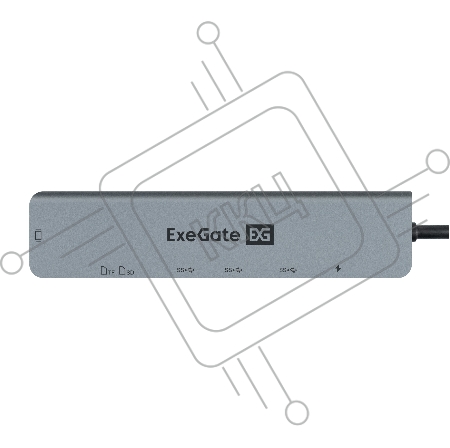 Док-станция ExeGate EX293983RUS DUB-21C/PD/CR/H (кабель-адаптер USB Type-C --> 2xUSB3.0 + Card Reader + PD 100W + HDMI 4K@60Hz, Plug&Play, серый)