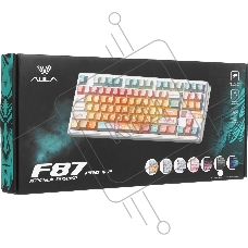 Беспроводная механическая клавиатура AULA F87Pro V2 Серый градиент, символы на бок. гранях, серые Greywood свитчи РУС (Bluetooth, 2.4 Гц)