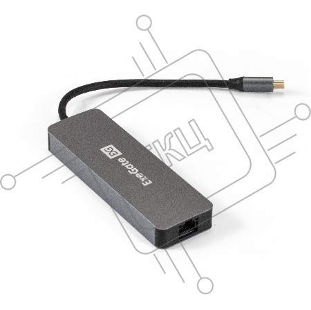 Док-станция ExeGate DUB-21C/PD/HL (кабель-адаптер USB Type-C --> 2xUSB3.0 + PD 100W + HDMI 4K@60Hz + Lan RJ45 10/100/1000Mb, Plug&Play, серая)