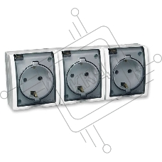 Розетка 3-м ОП Simon15 с защ. крышкой с заземл. IP54 бел. Simon 1594437-030