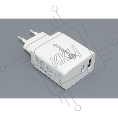 Блок питания (сетевой адаптер) Amperin USB-A, USB-C (YDS-TC045-011PK) 45W, white