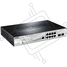 Управляемый коммутатор D-Link DGS-1210-10P/ME 2 уровня с 8 портами 10/100/1000Base-T с поддержкой PoE и 2 портами 1000Base-X SFP