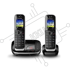 Телефон беспроводной (DECT) Panasonic KX-TGJ322RUB черный (труб. в компл.:2шт) автооветчик АОН