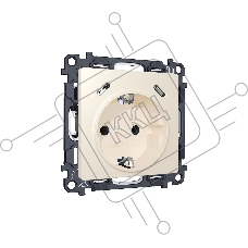 Комплект механизма электрической розетки 2USB С+C 20W с/з на винтовых зажимах 16A-250V ALFA Бежевый матовый QUANT (AP3305, VM165) MA330510