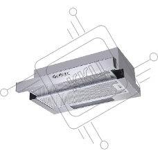 Вытяжка встраиваемая Centek СТ-1840-60 SS серебристый, 60 см, 600 м³/ч, 52 дБ