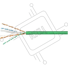Кабель информационный Cabeus UTP-4P-CAT.6-SOLID-LSLTX-GN кат.6 U/UTP 4 пары PVC внутренний 305м зеленый