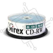 Диск CD-RW Mirex 700 Mb, 12х, Cake Box (25), (25/300)
