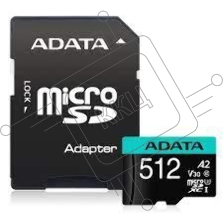 Карта памяти MICRO SDXC 512GB W/AD. AUSDX512GUI3V30SA2-RA1 ADATA