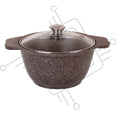 Кастрюля 4л со стеклянной крышкой АП (кофейный мрамор) КМК42а