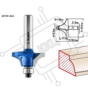 Фреза кромочная калевочная №1 ЗУБР 28,6x13мм, радиус 8мм