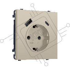 Комплект механизма электрической розетки SIGMA Кашемир 2USB A+C 20W (быст. зар.) с/з с/ш 16A-250V QUANT PRO (SP3500, PR160)